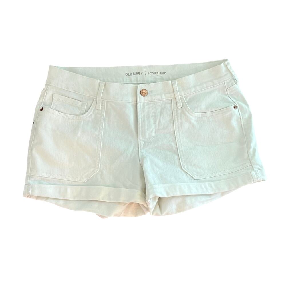 NEW OLD NAVY Boyfriend Shorts Women's Size 4 Regular Cuffed White Denim Short